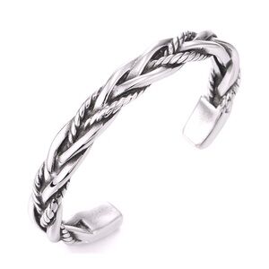 NEW Solid Unisex Braided 925‎ Sterling Silver Cuff Bracelet